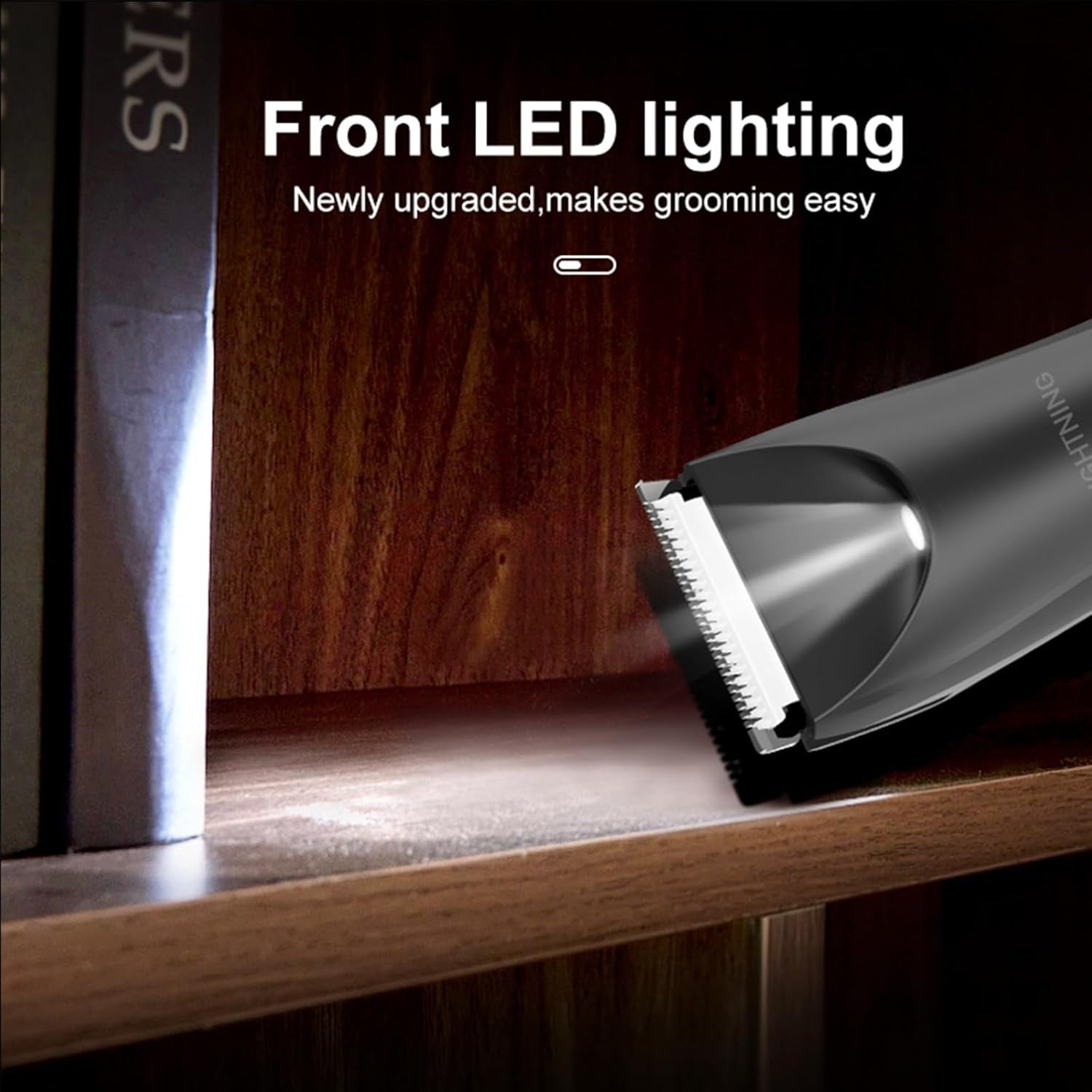 LIHTNING Beard Trimmer for Men, Rechargeable Shavers for Men, Electric Razor for Men, Waterproof Groin Hair Trimmer Body Trimmer, Pubic Hair Trimmer with Standing Recharge Dock(Golden)