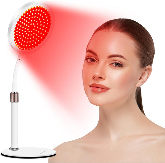 Red Light Therapy with Base for Face and Neck, 140Leds Therapy Red Light for Body, 660Nm Red Light Therapy Lamp with Adjustable Height