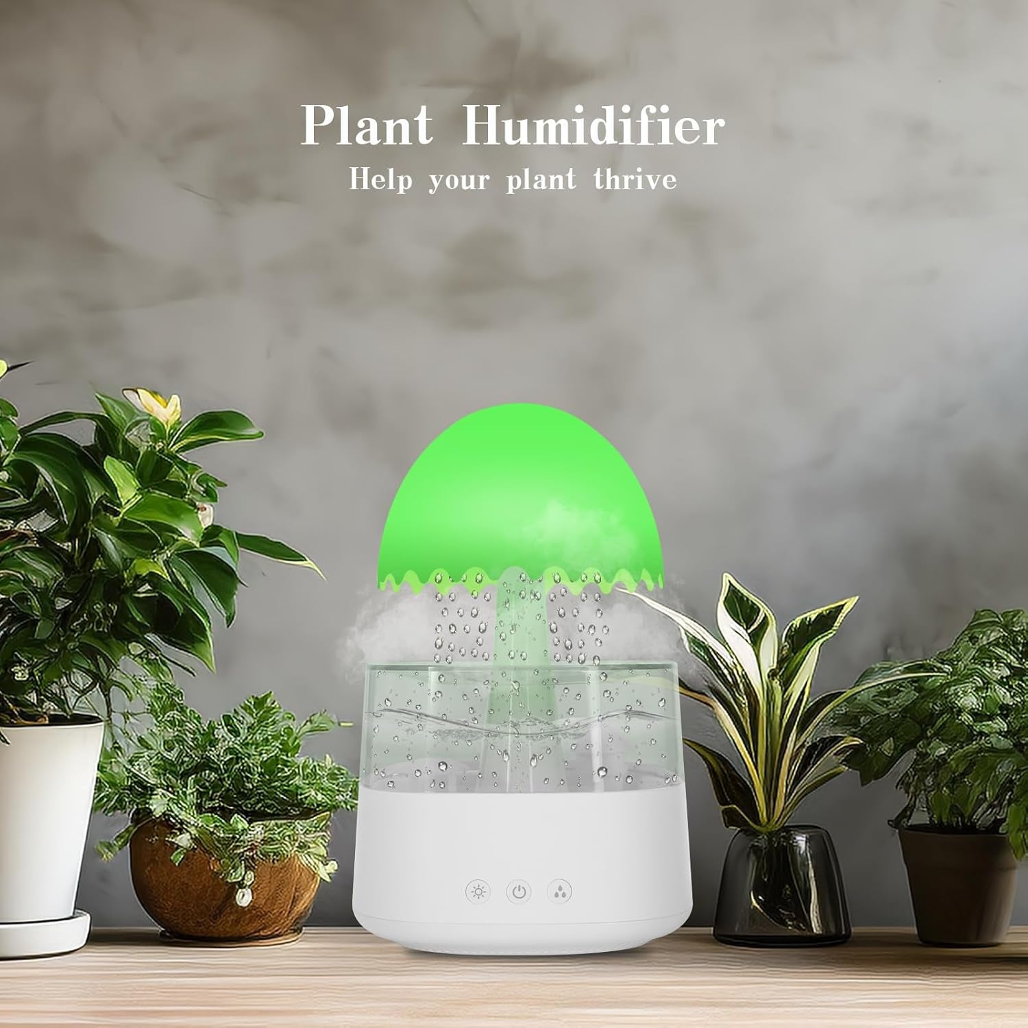 Humidifiers for Bedroom, Gloomie Rain Cloud Humidifier Diffuser, Raining Cloud Night Light with 7 Changing Colors, Baby Humidifiers Umbrella Lights for Sleeping Relaxing Mood,Desk Bedside-White