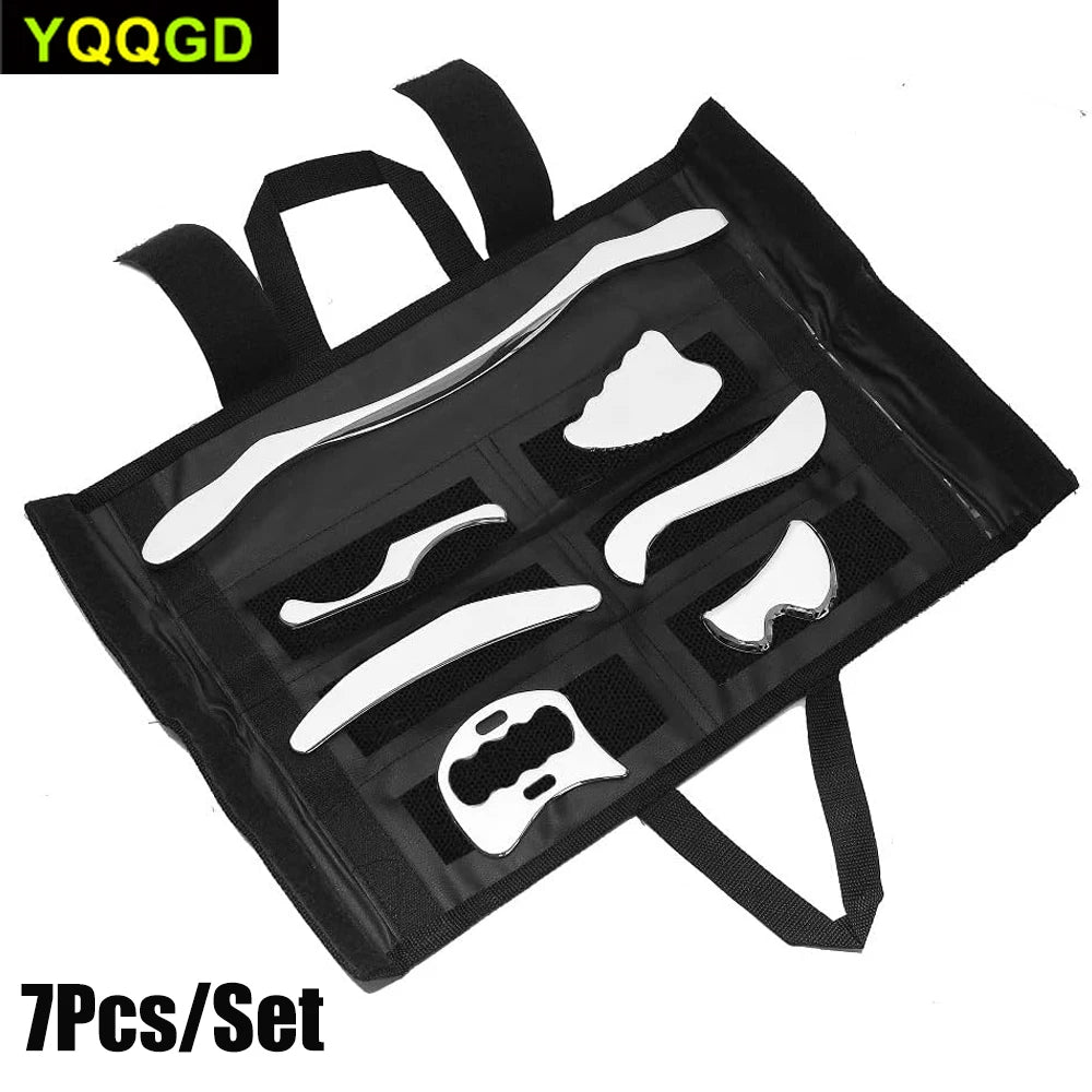 4/7Pcs Professional Stainless Steel Gua Sha Tools Deep Tissue Release Therapy IASTM Scraping Board Myofascial Massagers