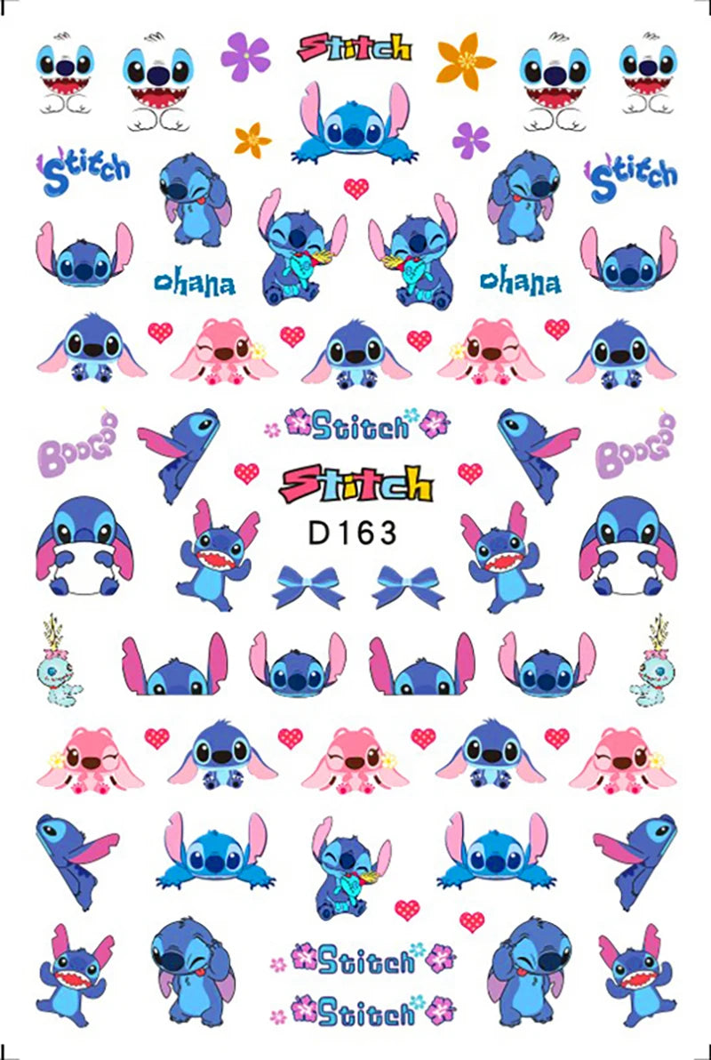 1PCS Big Eyes Girl 3D Adhesive Nail Art Sticker Pikachu Lilo and Stitch Cartoon Nail Sticker Nail Decal Nail Art Decoration