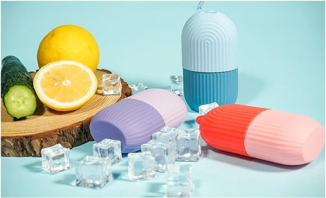 Facial Beauty Ice Roller Silicone Container, Skin Care Ice Massager for Firming and Beautiful Skin. (Purple)