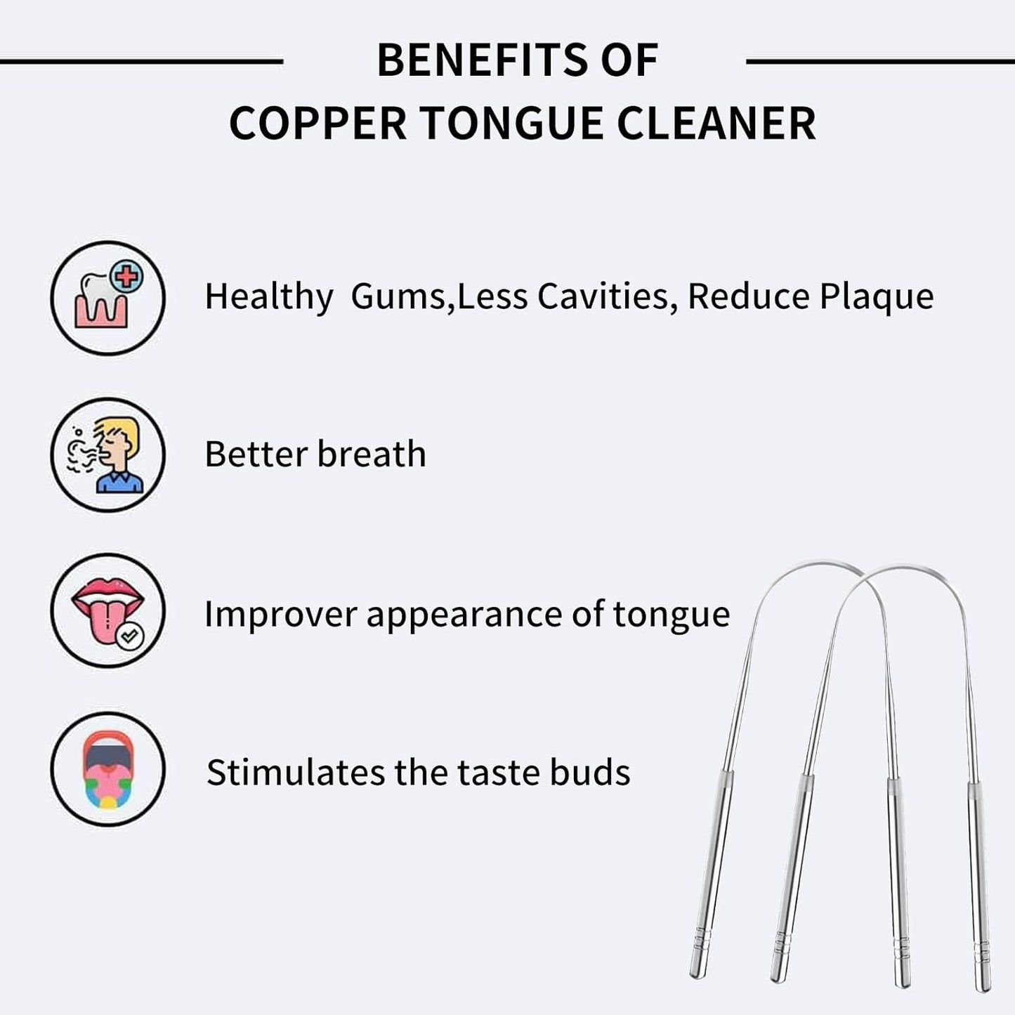 Tongue Scraper,Metal Tongue Scraper for Adults,Stainless Steel Tongue Scraper,Reduce Bad Breath and Fresher Breath (2 Pack, U-Shaped)