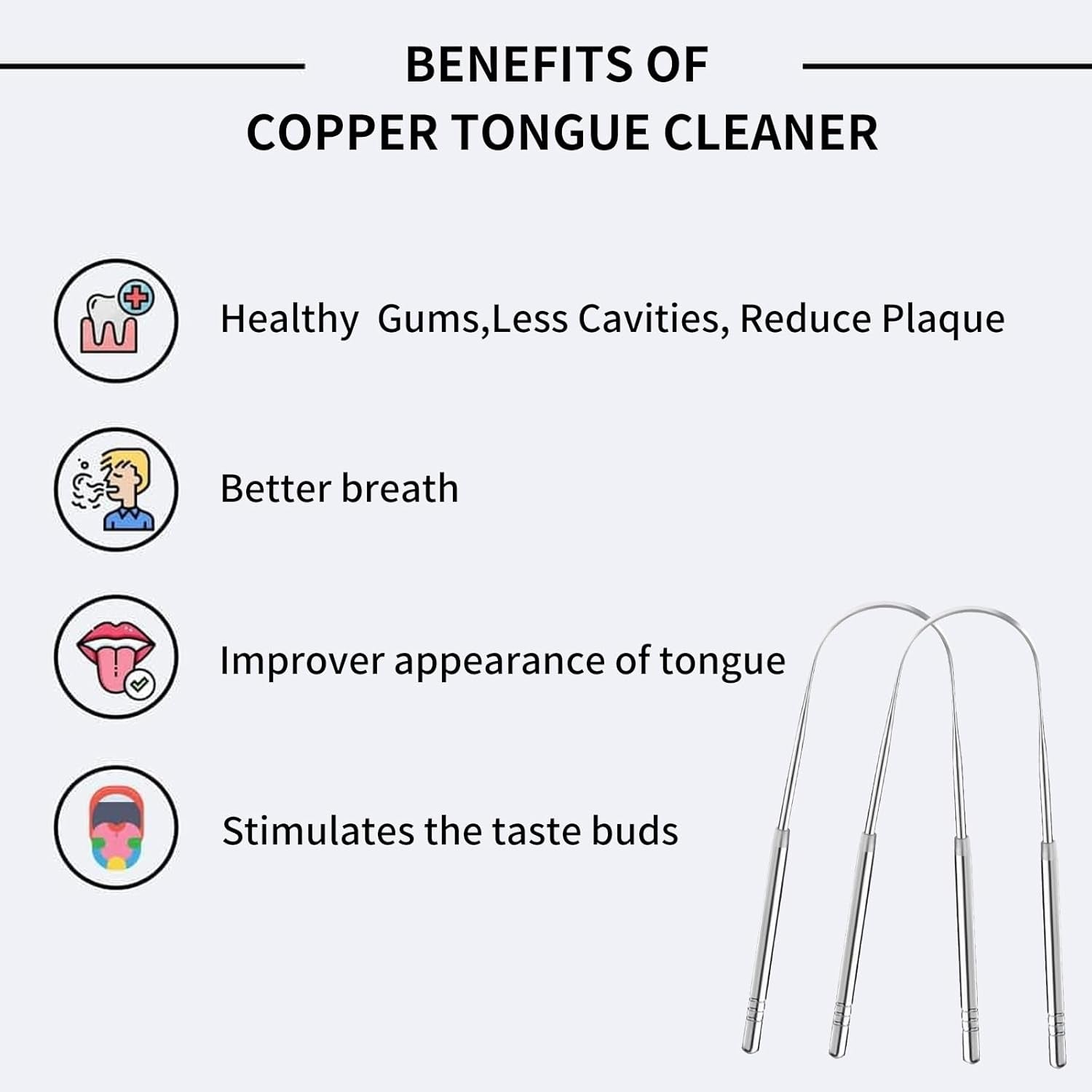 Tongue Scraper,Metal Tongue Scraper for Adults,Stainless Steel Tongue Scraper,Reduce Bad Breath and Fresher Breath (2 Pack, U-Shaped)