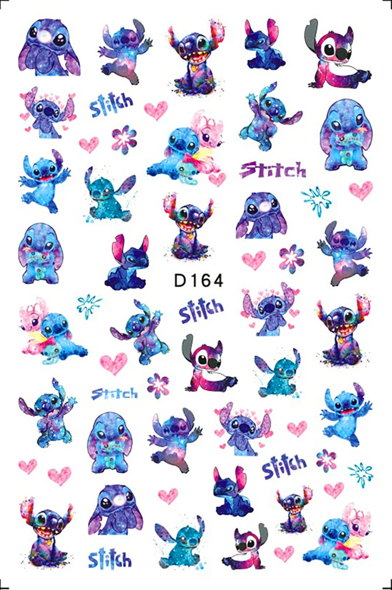 1PCS Big Eyes Girl 3D Adhesive Nail Art Sticker Pikachu Lilo and Stitch Cartoon Nail Sticker Nail Decal Nail Art Decoration