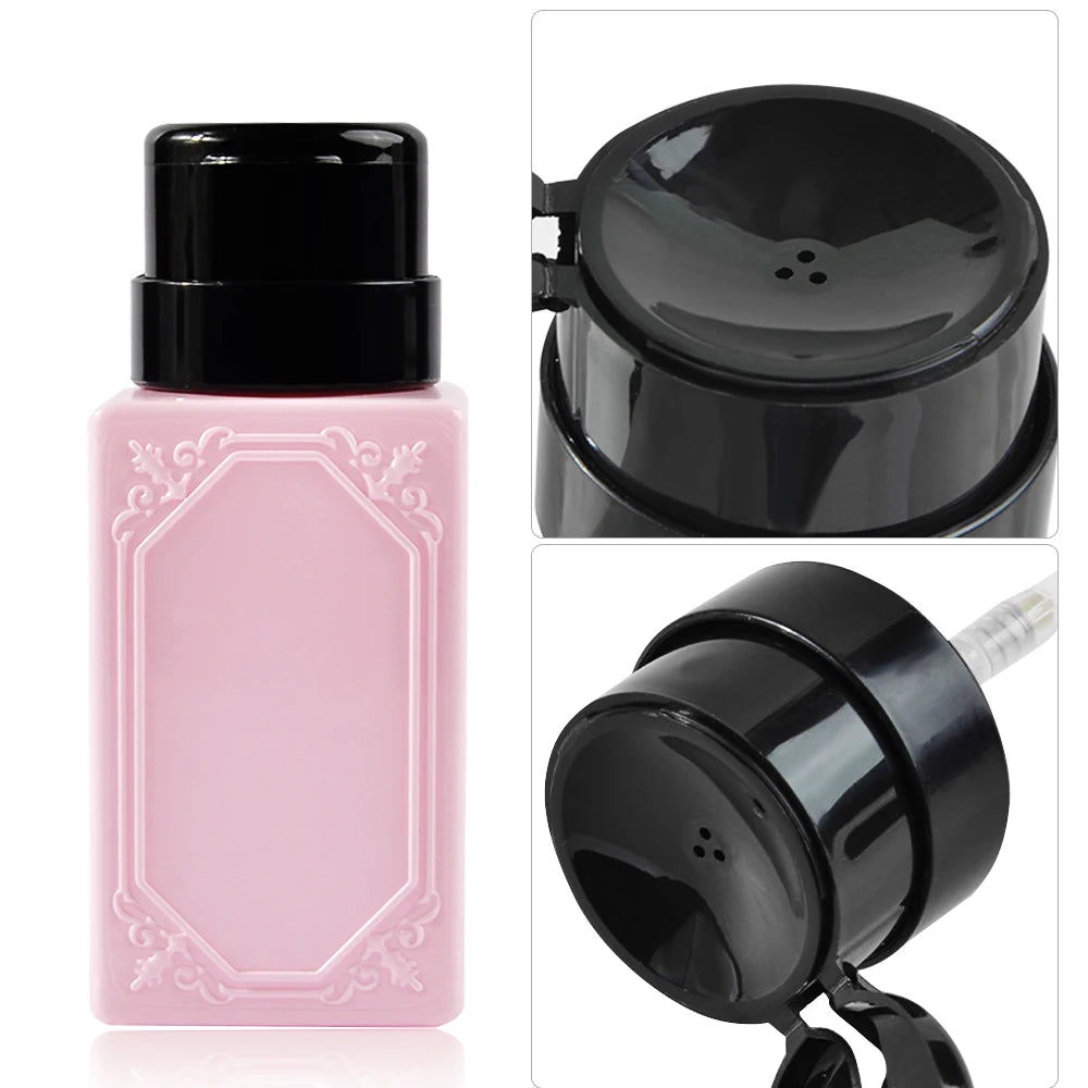 230Ml Nail Art Press Bottle Nail Refillable Bottles Empty Press Pump Dispenser Nail Polish Remover Cleaner Makeup Bottle Tools (