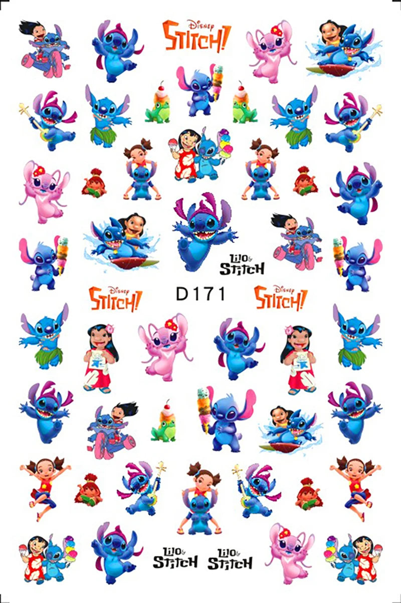 1PCS Big Eyes Girl 3D Adhesive Nail Art Sticker Pikachu Lilo and Stitch Cartoon Nail Sticker Nail Decal Nail Art Decoration