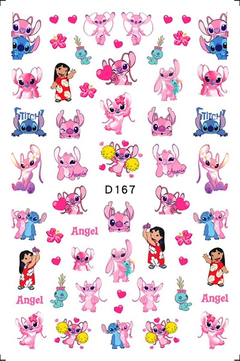 1PCS Big Eyes Girl 3D Adhesive Nail Art Sticker Pikachu Lilo and Stitch Cartoon Nail Sticker Nail Decal Nail Art Decoration