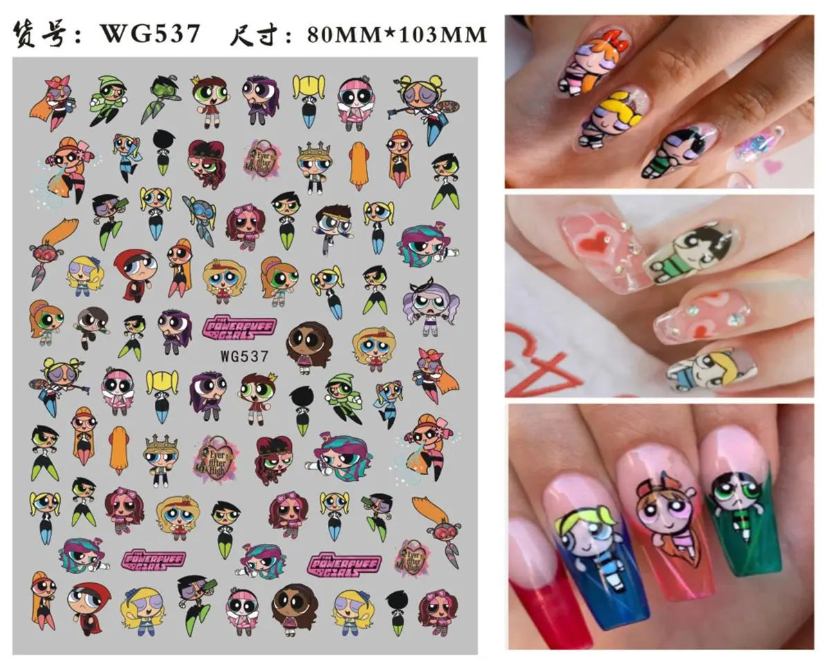 1PCS Big Eyes Girl 3D Adhesive Nail Art Sticker Pikachu Lilo and Stitch Cartoon Nail Sticker Nail Decal Nail Art Decoration