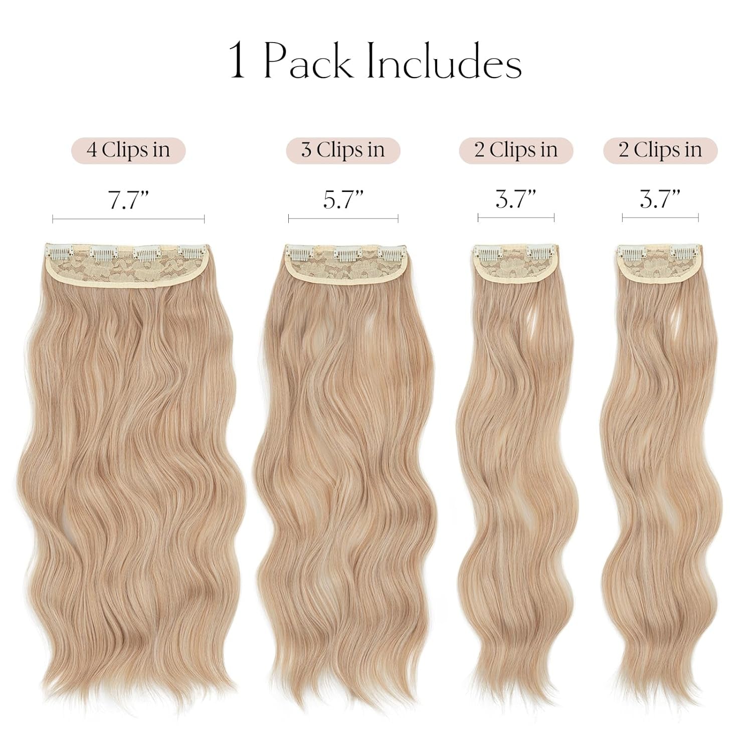 Clip in Wavy Hair Extensions for Women 22 Inch 4PCS Hairpieces Synthetic Long Natural Thick Hair Pieces for Women