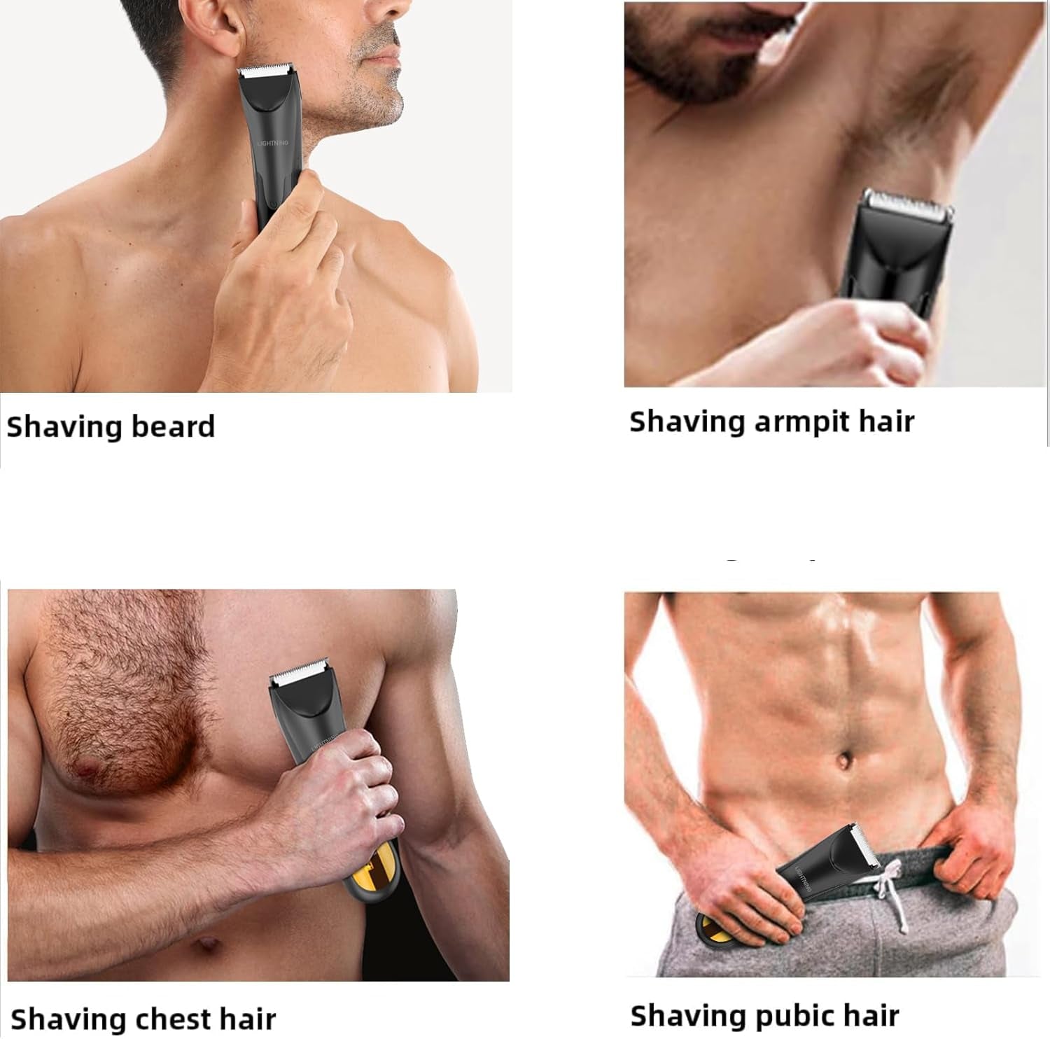 LIHTNING Beard Trimmer for Men, Rechargeable Shavers for Men, Electric Razor for Men, Waterproof Groin Hair Trimmer Body Trimmer, Pubic Hair Trimmer with Standing Recharge Dock(Golden)