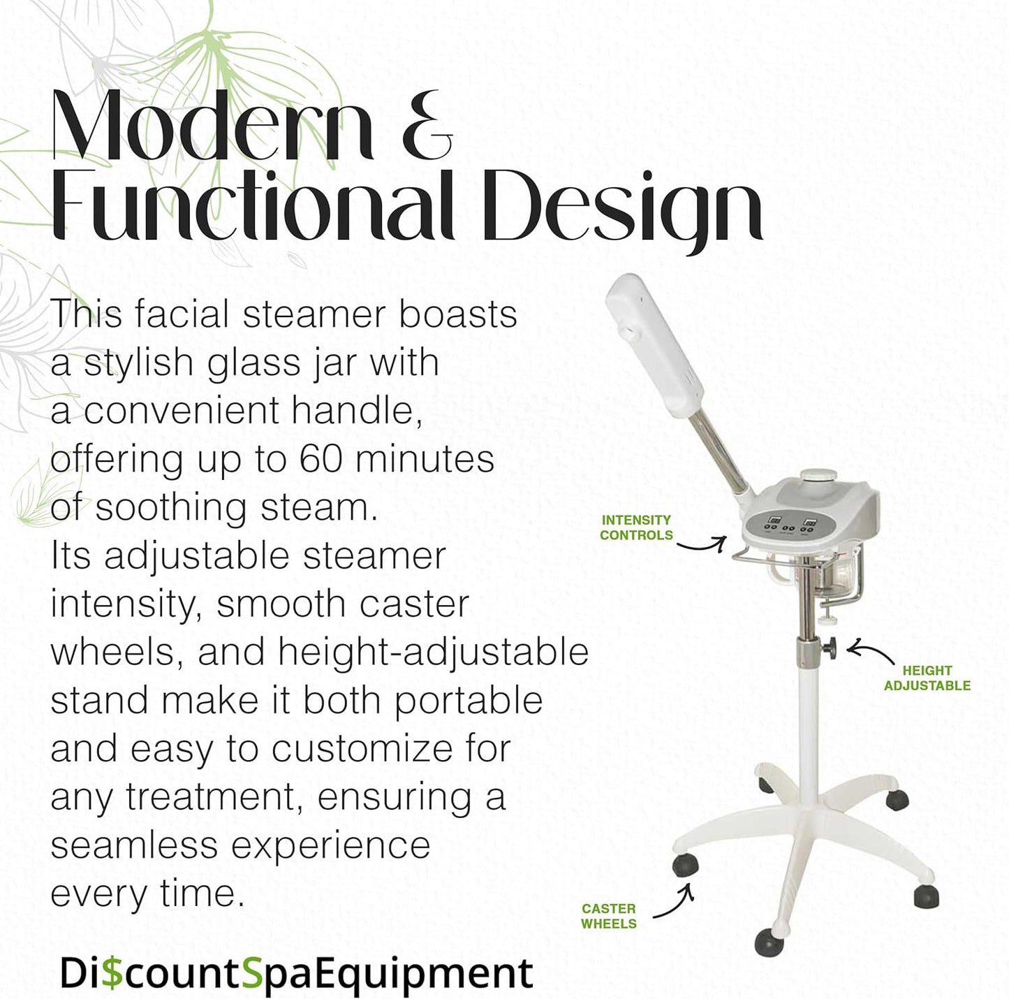 - Basic Digital Ozone Facial Steamer for Esthetician with Silent Timer, Digital Controls & Aromatherapy, Professional Grade with Stand, 20 Lbs