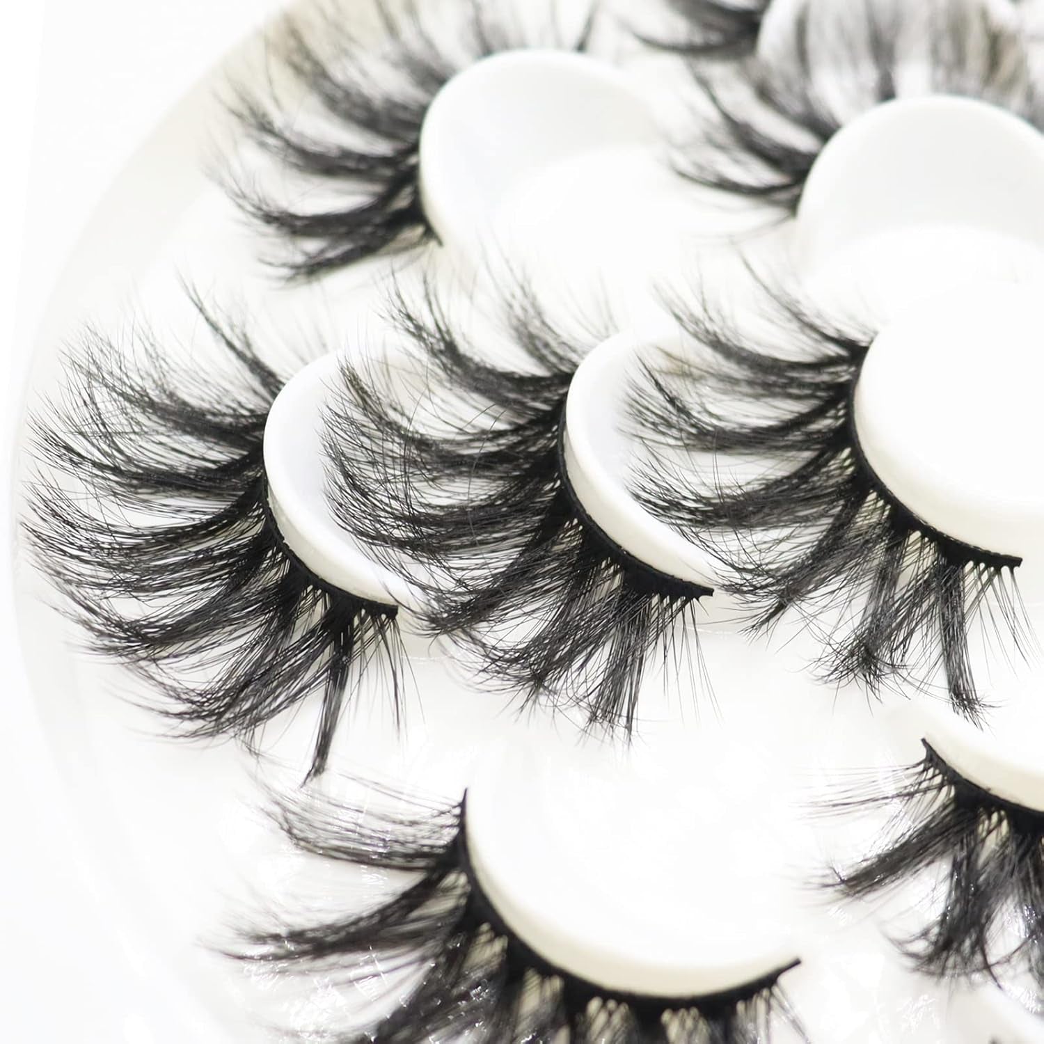 False Eyelashes 25Mm Lashes Wispy Long 8D Mink Lashes Dramatic Volume Fluffy Eye Lashes Pack for Women 7Pairs Soft Reusable Fake Eyelashes