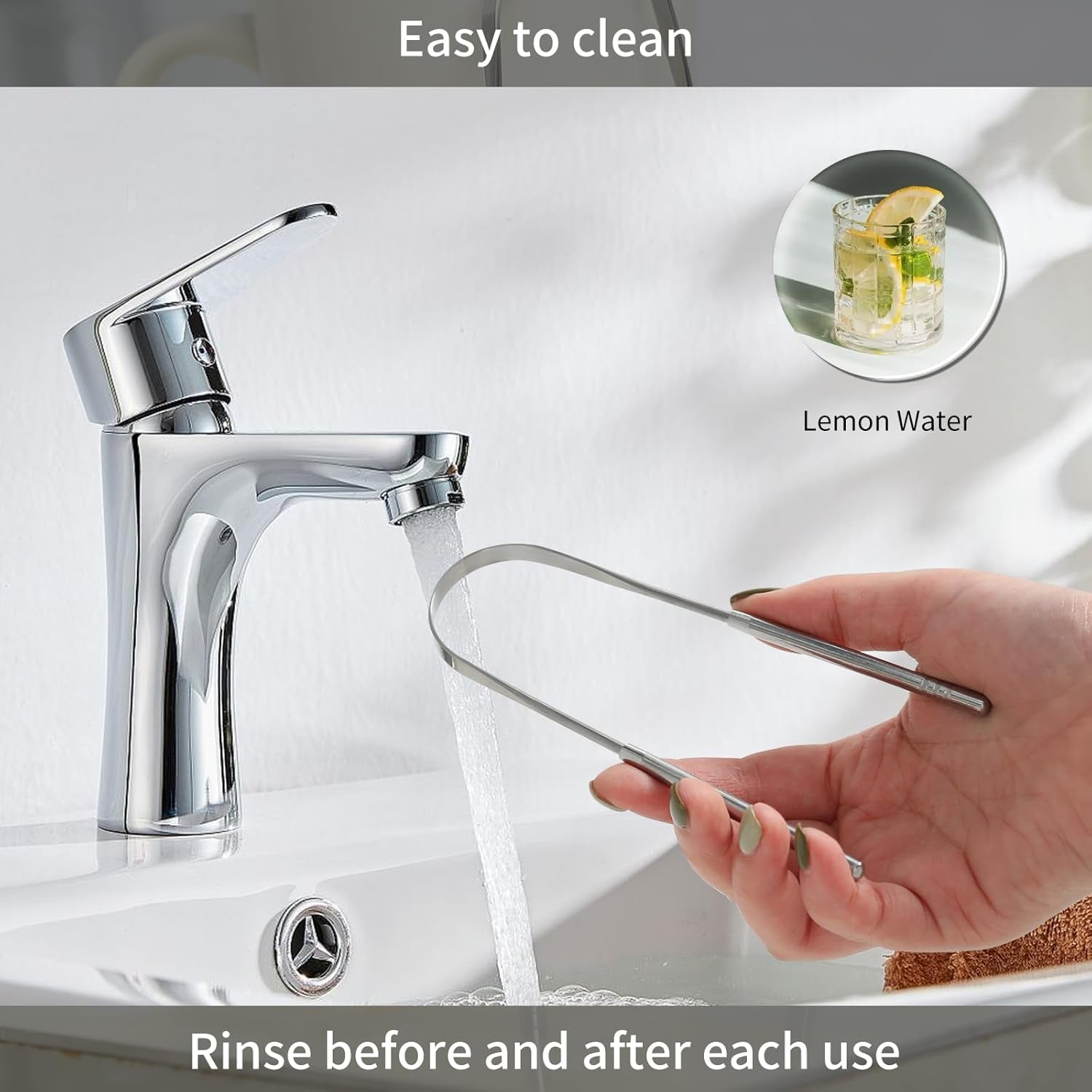 Tongue Scraper,Metal Tongue Scraper for Adults,Stainless Steel Tongue Scraper,Reduce Bad Breath and Fresher Breath (2 Pack, U-Shaped)