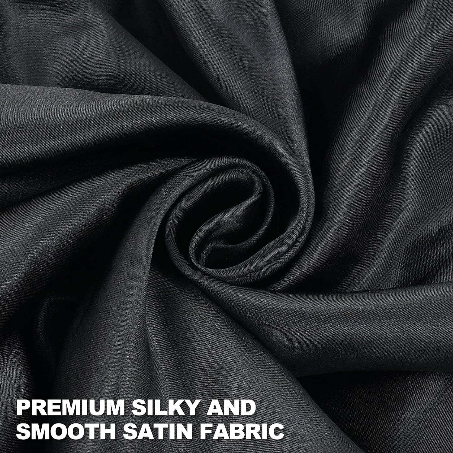 Satin Sleep Cap, Double-Sided Adjustable Bonnet Cap (Black)