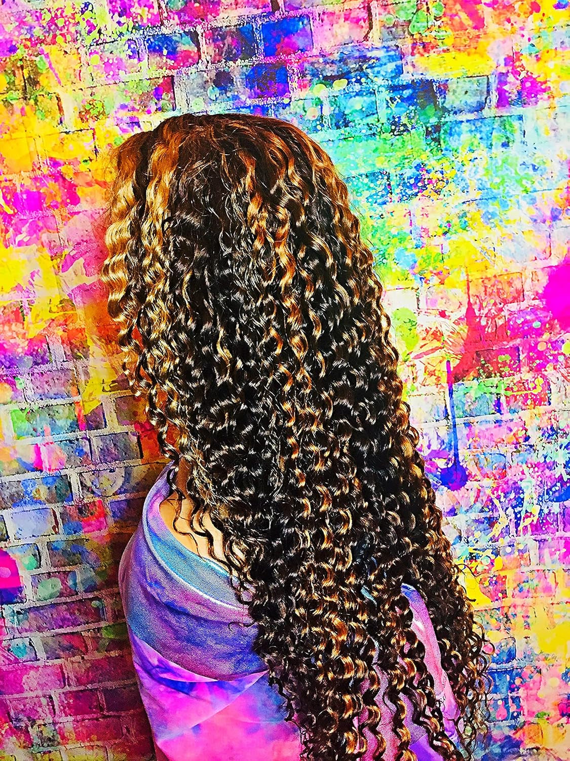 Human Hair Wig 13X4 Transparent Lace Wig Highlight Color Deep Wave 22Inches 180% Density