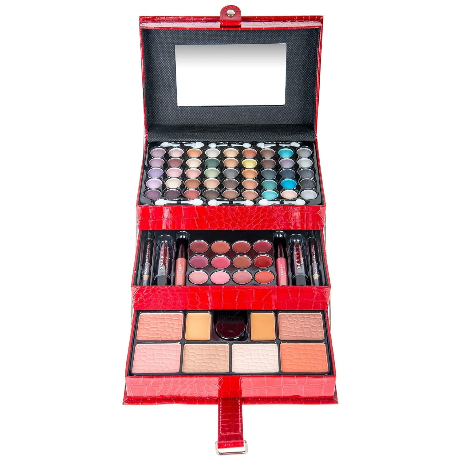 All in One Makeup Set, Eyeshadow, Blushes, Face Powder, Lipstick, Eye Liners, Make up Pencils and Cosmetics Mirror - Makeup Kit with Reusable Storage Beauty Box - Red