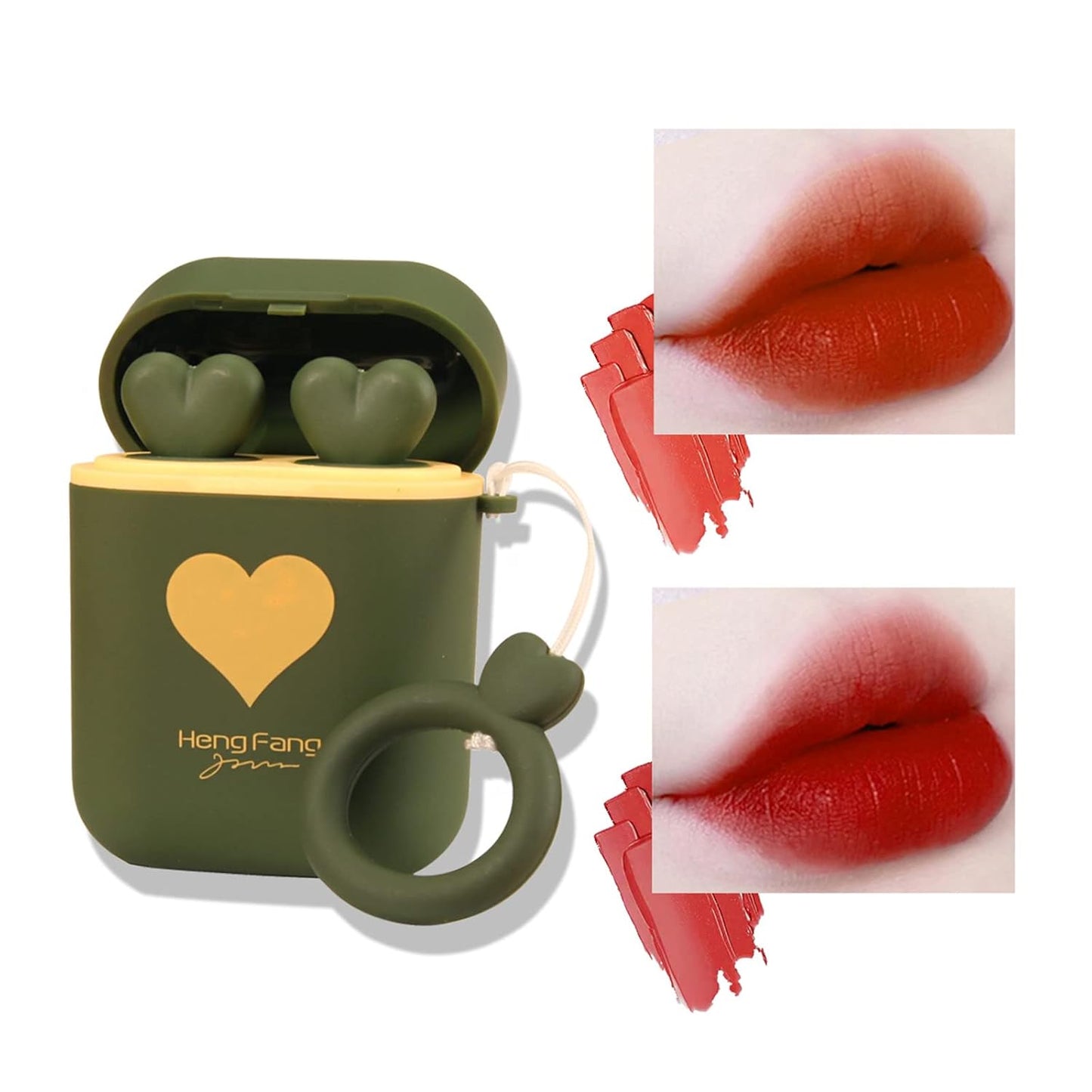 Matte Lipstick, Long Wear Waterproof Moisturizing Velvet Lipstick, Non-Stick Cup Lip Make Up, Lip Gloss Set for Women 2Pcs/Set(Green)