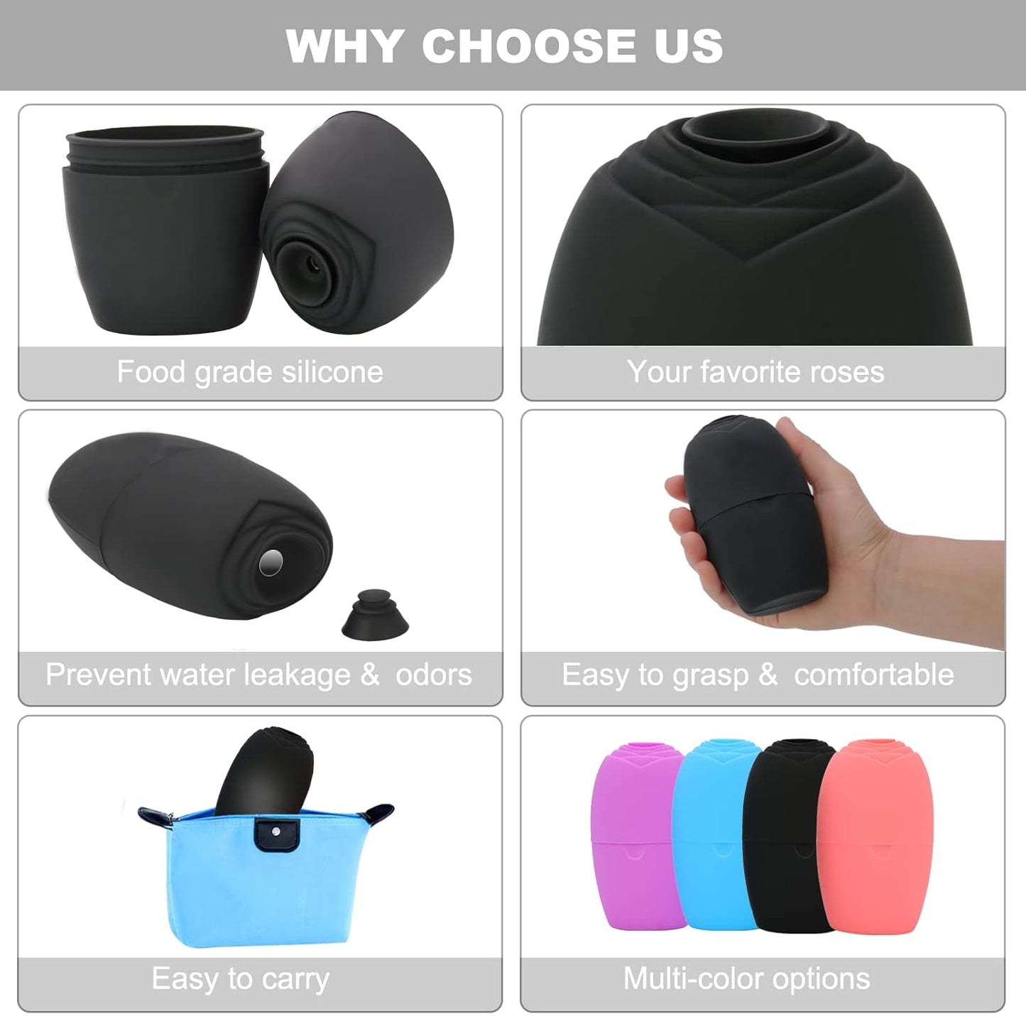 Ice Face Roller - Brighten & Tighten Skin with Reusable Ice Mold - Gift for Women (Black)