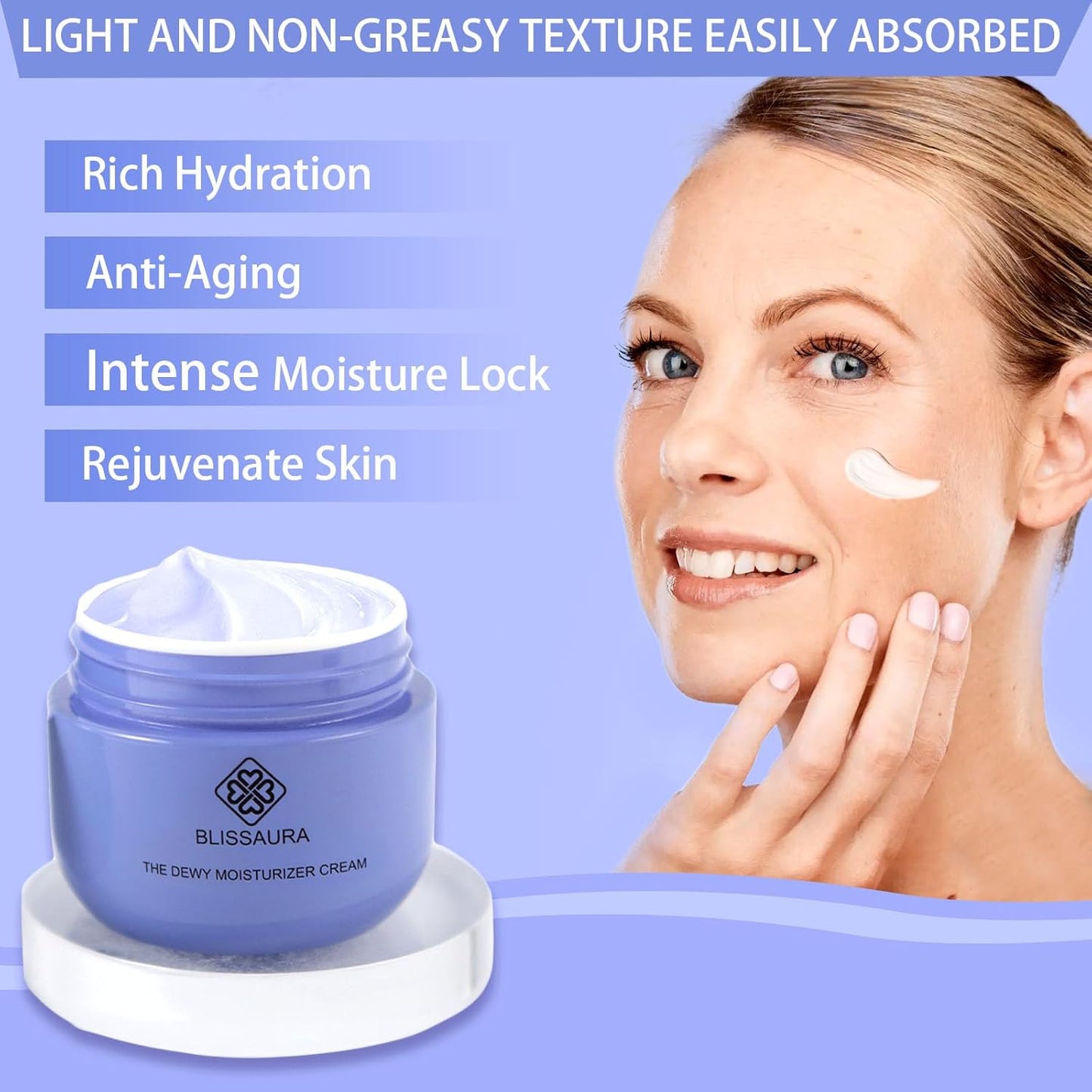 The Dewy Moisturizer Cream Anti-Aging Face Moisturizer Dewy Skin Cream for Women with Purple Rice & Hyaluronic Acid for Radiant, Hydrated Skin 50Ml/1.7 Fl Oz