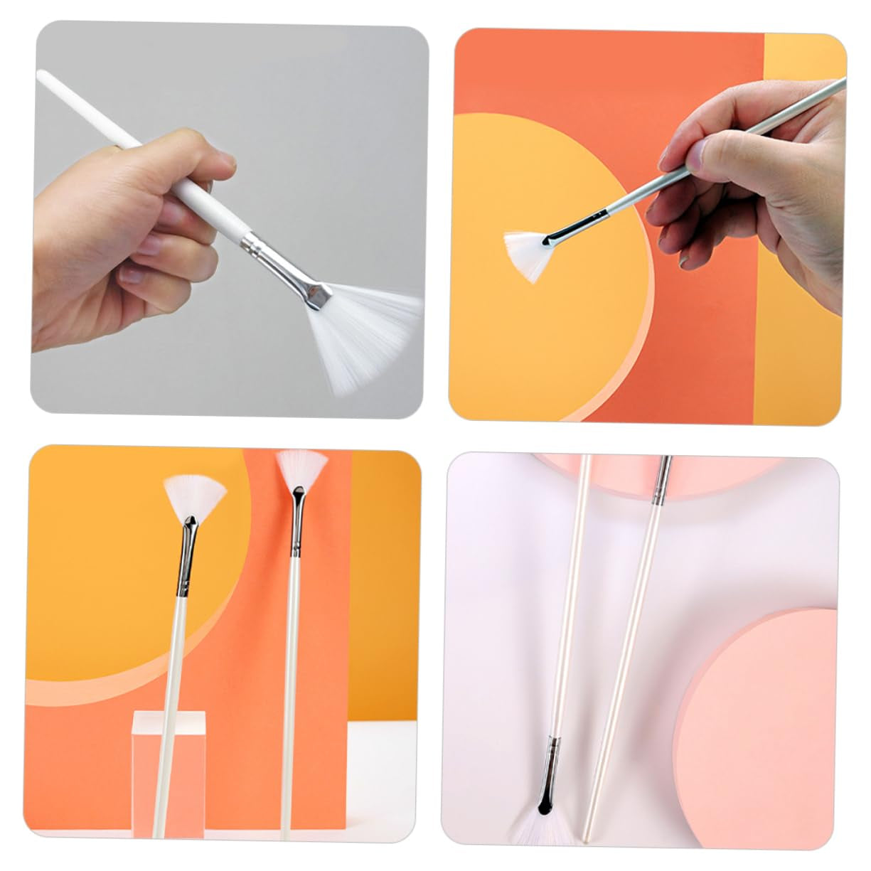 6Pcs Fan-Shaped Facial Mud Mask Applicators Ergonomic Skincare Brush for Even Application Soft Flexible Bristles for Comfortable Use for Masks and Cosmetics