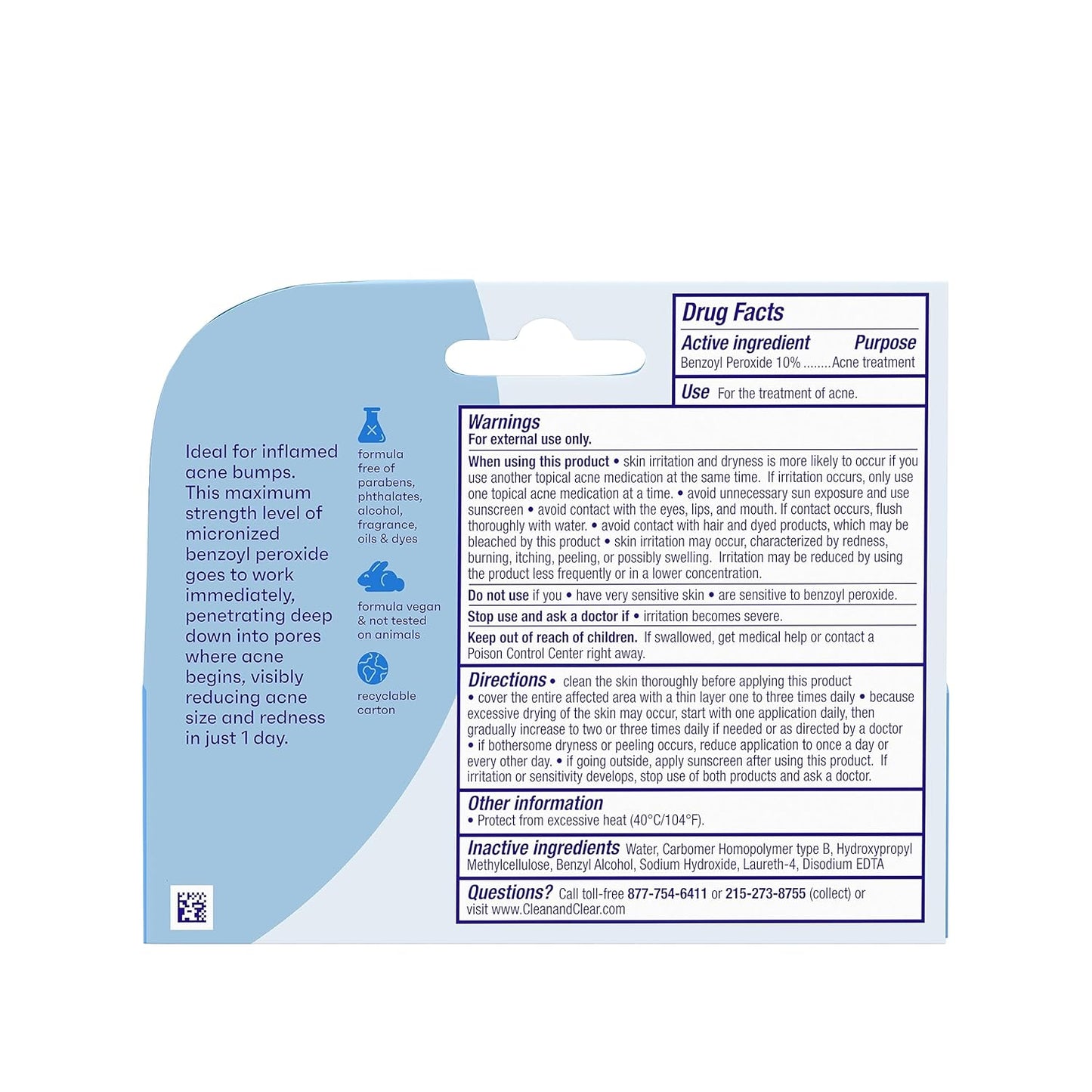 Persa-Gel 10 Oil-Free Acne Spot Treatment with Maximum Strength 10% Benzoyl Peroxide, Topical Pimple Cream & Gel Medication for Face, Fragrance-Free, 1 Fl. Oz, 1 Pack