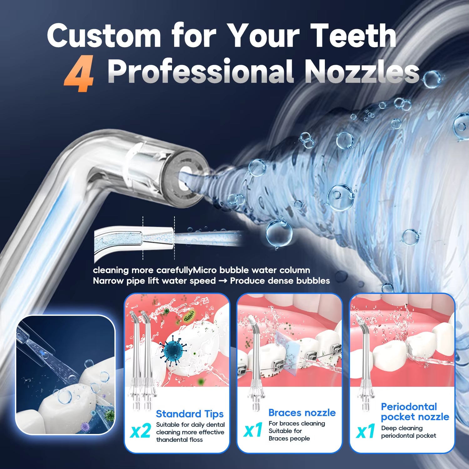 F32 Oral Irrigator Dental Teeth Whitening Home Appliance Sonic Water Flosser 260ML Tank Teeth Cleaner Dental Water Jet