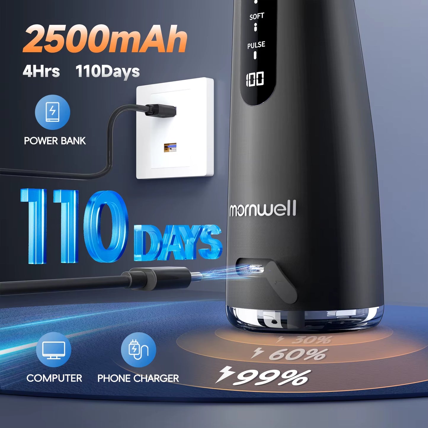 F32 Oral Irrigator Dental Teeth Whitening Home Appliance Sonic Water Flosser 260ML Tank Teeth Cleaner Dental Water Jet