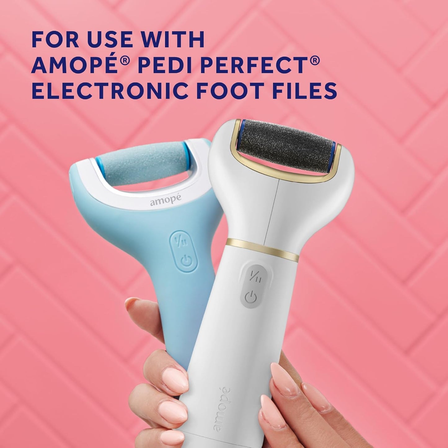 Amopé Pedi Perfect Electric Callus Remover Foot File Roller Head Refills, with Diamond Crystals, Removes Hard & Dead Skin, Extra Coarse for Very Hard Skin – 2 Count