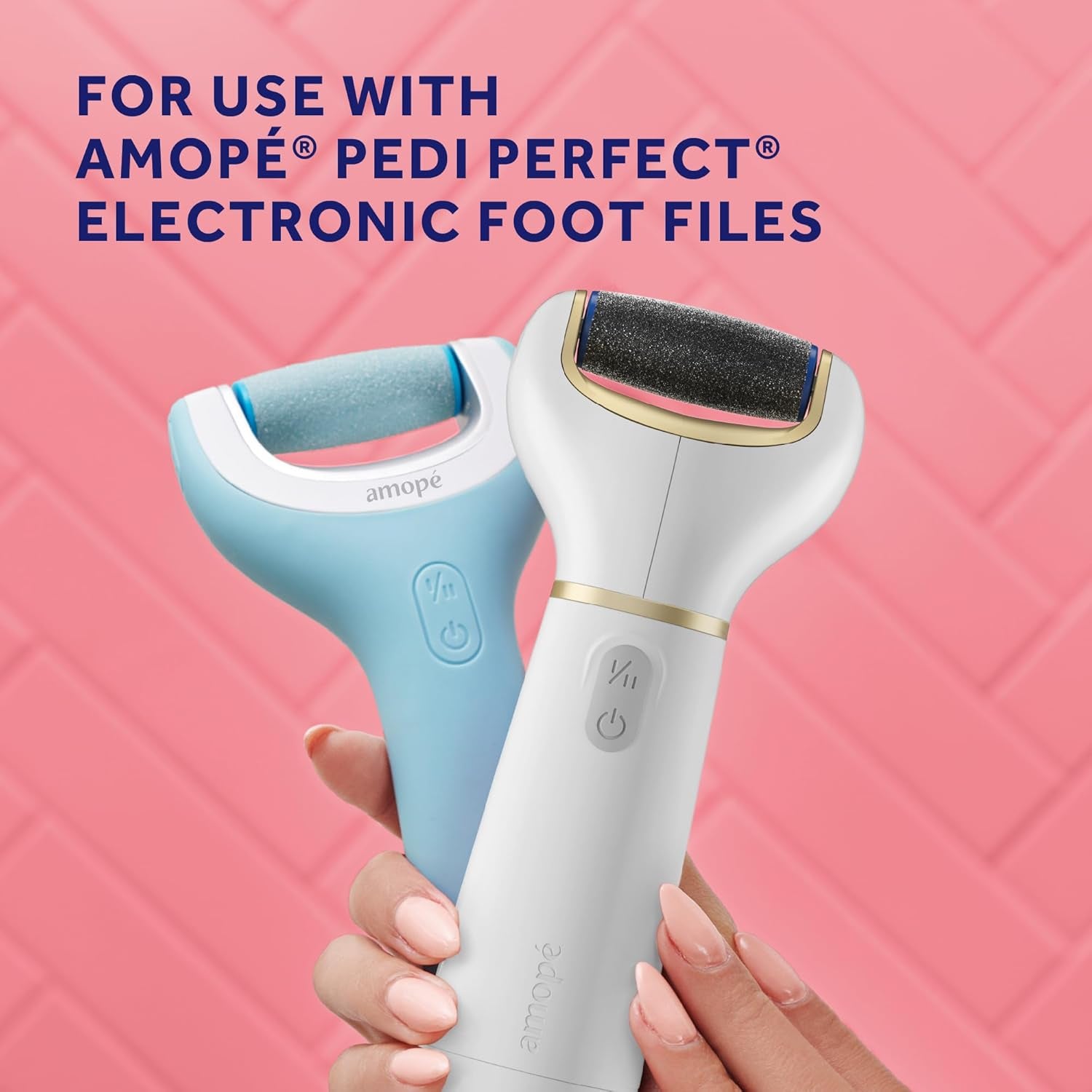 Amopé Pedi Perfect Electric Callus Remover Foot File Roller Head Refills, with Diamond Crystals, Removes Hard & Dead Skin, Extra Coarse for Very Hard Skin – 2 Count