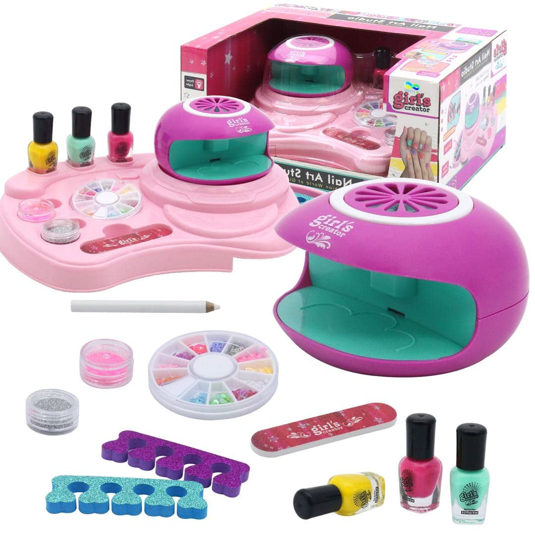 Nail Art Studio Beauty Nail Art Set Gift for Girls Healthy Non-Toxic Tasteless Fashion Dryer Light