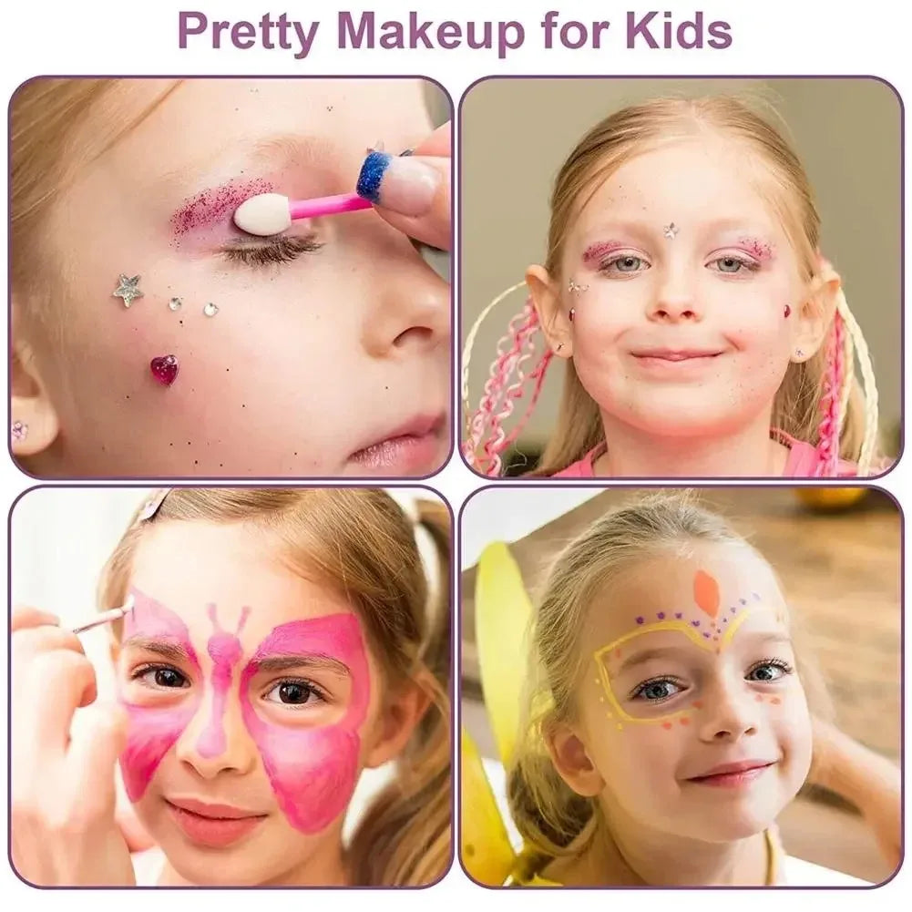 Kids Beauty Toy Makeup Kit Washable Pretend Play Princess Cosmetic Set Toys for Toddler Little Girl Dress up Non-Toxic Safe Gift