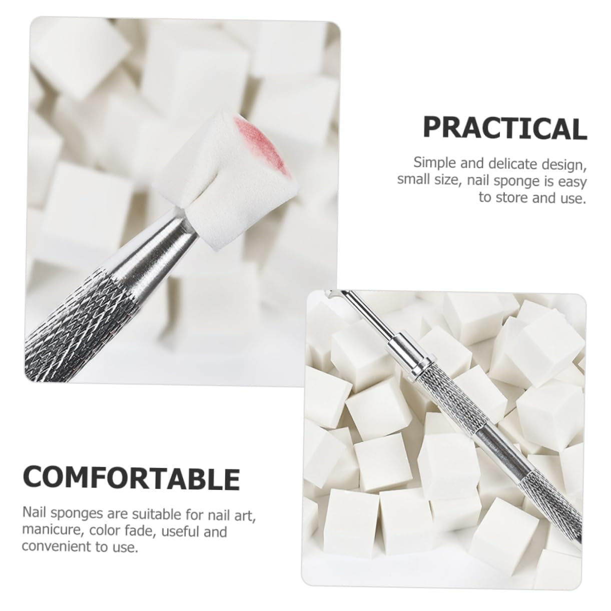 51Pcs Nail Art Sponge Blocks Cotton Soft Makeup for Manicure with Stainless Steel Grabber