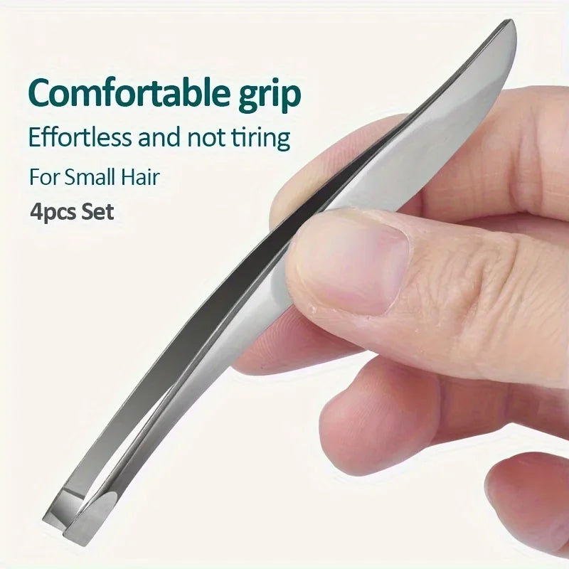 Precision Stainless Steel Tweezers for Eyebrow Hair Facial Hair Removal Splinter Blackhead Slant Ti