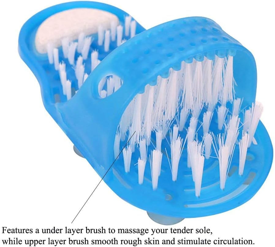 Bathroom Shower No Bending Feet Brush Foot Cleaning Bristle Slipper Washer Bath Scrubber Massager Stick on Floor