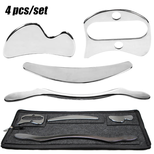 4/7Pcs Professional Stainless Steel Gua Sha Tools Deep Tissue Release Therapy IASTM Scraping Board Myofascial Massagers
