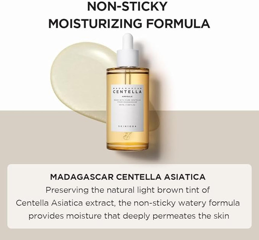 Madagascar Centella Asiatica Ampoule Facial Serum 1.85 Fl.Oz, 55Ml, Soothes Acne Prone and Sensitive Skin