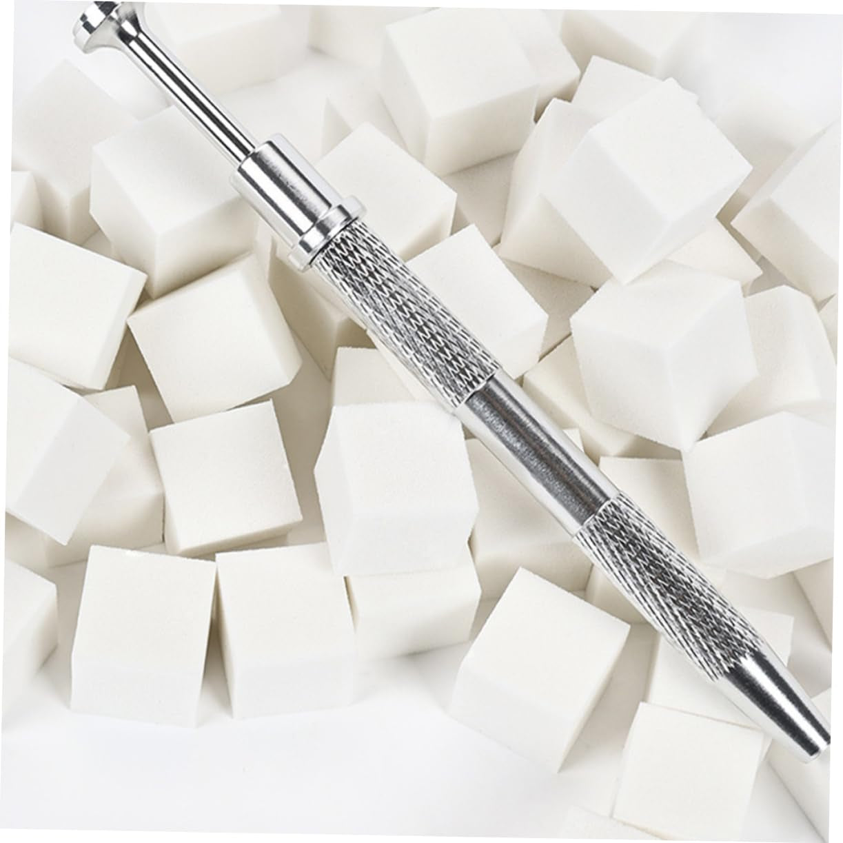 51Pcs Nail Art Sponge Blocks Cotton Soft Makeup for Manicure with Stainless Steel Grabber