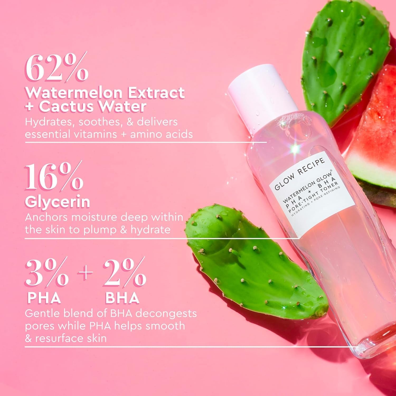 Watermelon Glow Icons Skin Care Gift Set - Niacinamide Dew Drops Face Serum (40Ml) + PHA + BHA Pore Minimizing Toner with Hyaluronic Acid (150Ml) + Pink Juice Facial Moisturizer (25Ml)
