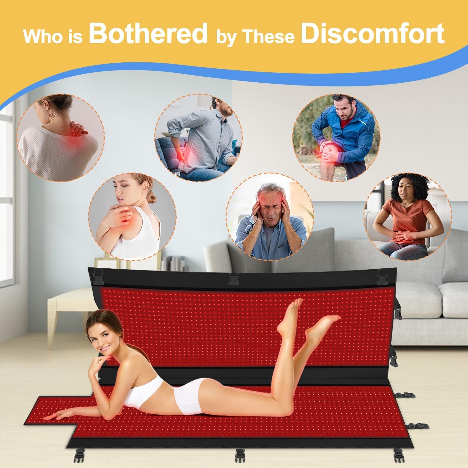 2025 New Dual Wavelength LED Beads 660Nm&850Nm Red Light Therapy Mat Full Body Used to Relieve Pain 73''X 33''