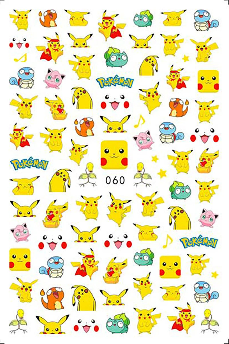 1PCS Big Eyes Girl 3D Adhesive Nail Art Sticker Pikachu Lilo and Stitch Cartoon Nail Sticker Nail Decal Nail Art Decoration