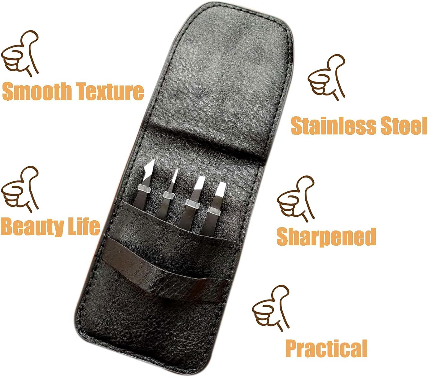 [4+1 Pieces] Tweezers Set with Travel Case, Great Precision Upgrade Professional Anti-Rust Alloy Tweezers for Women & Men Multi-Purpose as Eyebrows Facial Hair Ingrown Hair Removal