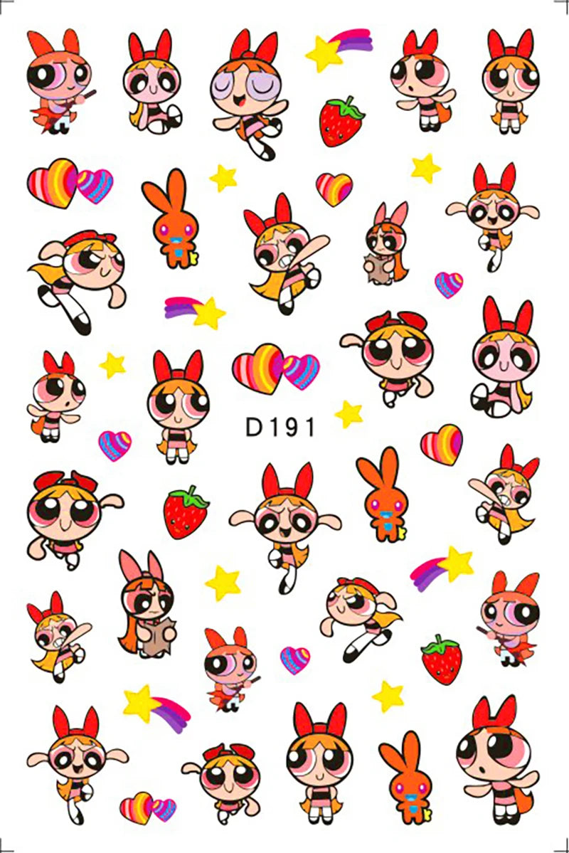 1PCS Big Eyes Girl 3D Adhesive Nail Art Sticker Pikachu Lilo and Stitch Cartoon Nail Sticker Nail Decal Nail Art Decoration