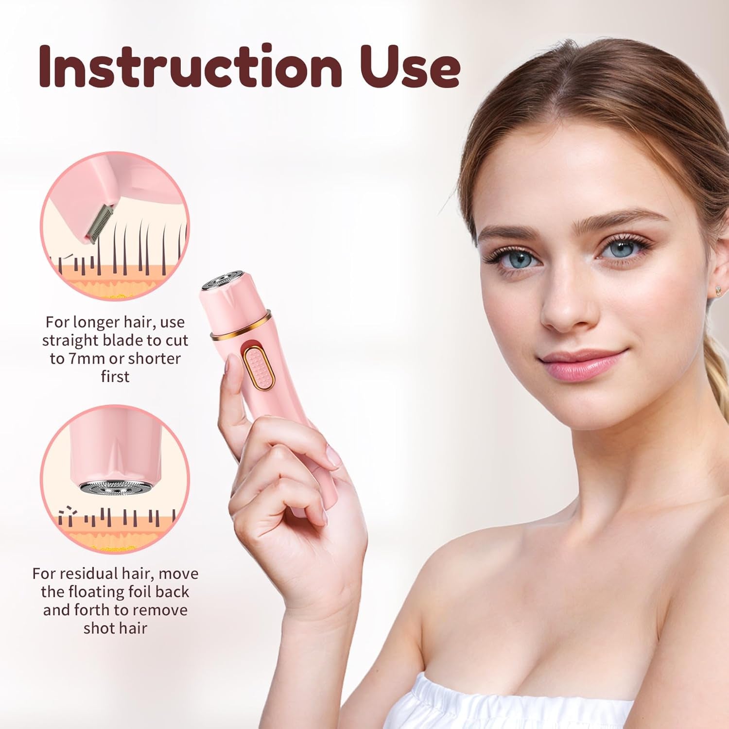 4 in 1 Women Electric Shavers, Hair Trimmer for Pubic, Legs, Arm, Underarm, Bikini, Face Shaver for Women, Rechargeable Hair Removal Epliators, Birthday, Christmas, Gifts (Pink)