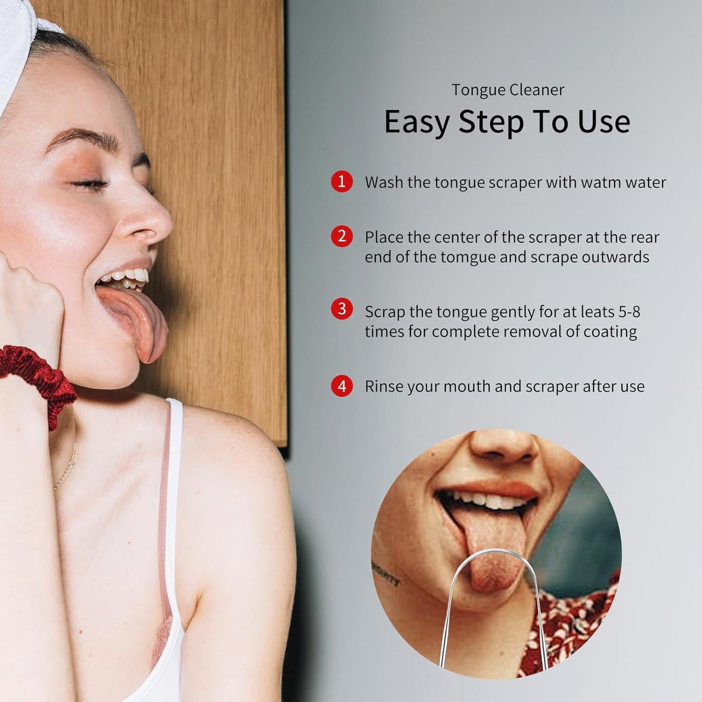 Tongue Scraper,Metal Tongue Scraper for Adults,Stainless Steel Tongue Scraper,Reduce Bad Breath and Fresher Breath (2 Pack, U-Shaped)