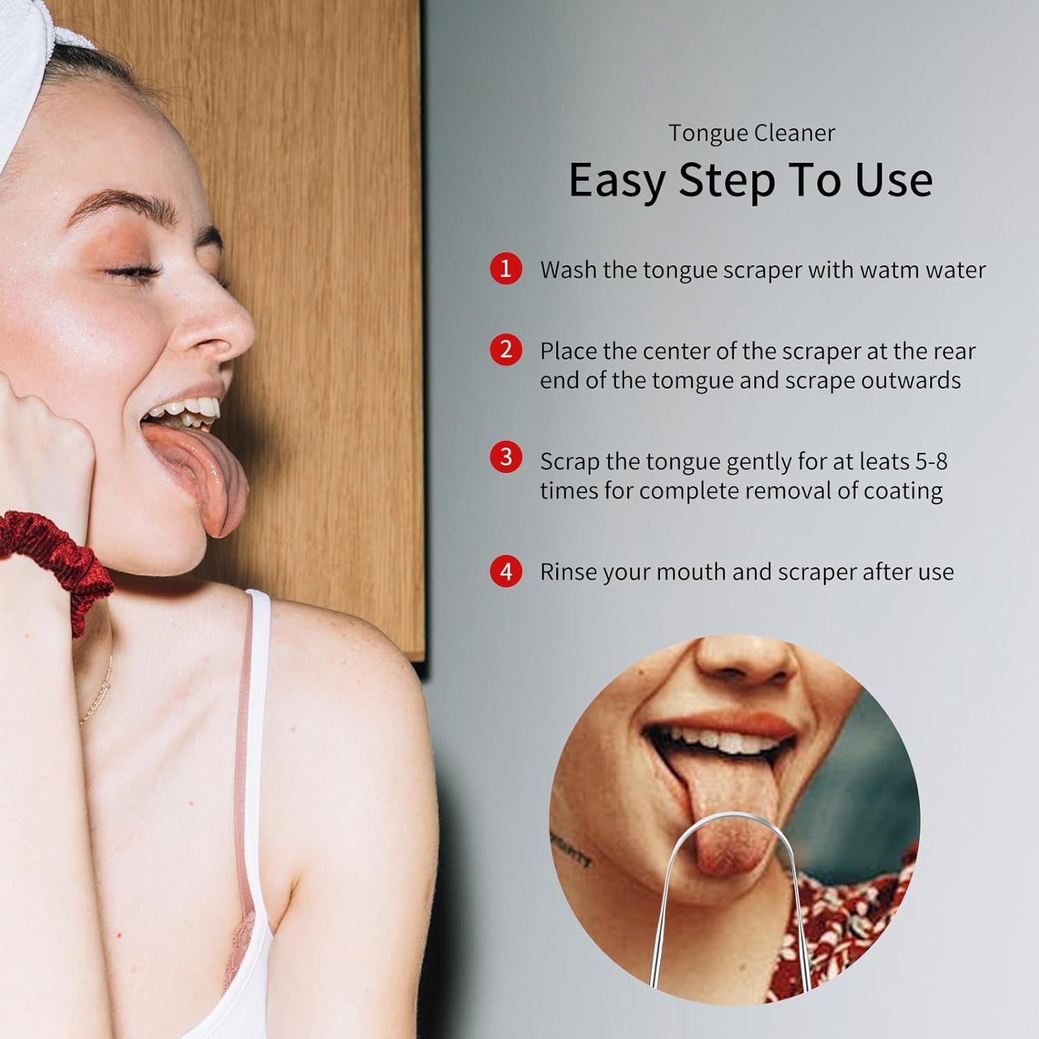 Tongue Scraper,Metal Tongue Scraper for Adults,Stainless Steel Tongue Scraper,Reduce Bad Breath and Fresher Breath (2 Pack, U-Shaped)