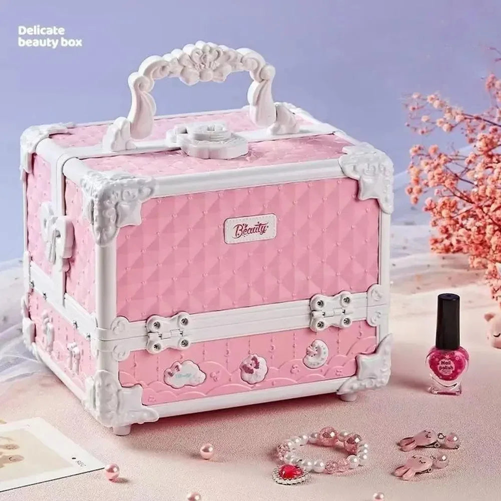 Kids Beauty Toy Makeup Kit Washable Pretend Play Princess Cosmetic Set Toys for Toddler Little Girl Dress up Non-Toxic Safe Gift