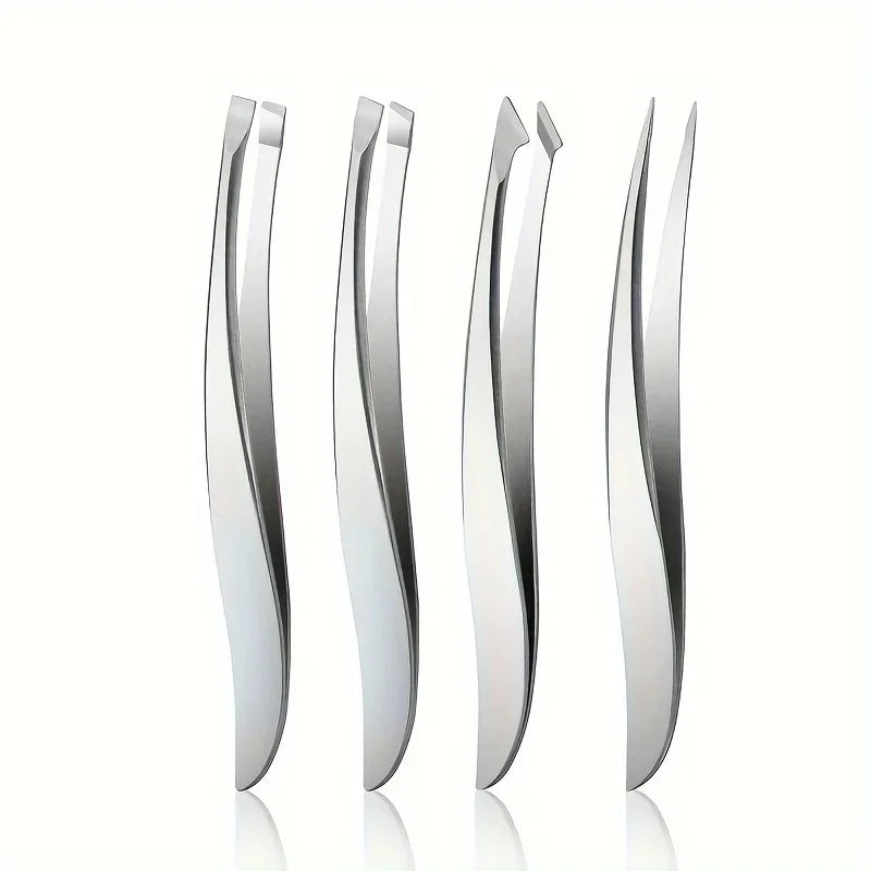 Precision Stainless Steel Tweezers for Eyebrow Hair Facial Hair Removal Splinter Blackhead Slant Ti