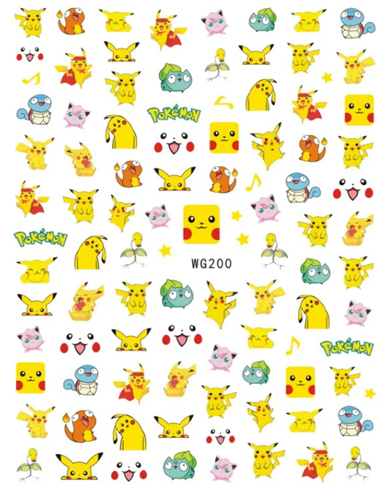 1PCS Big Eyes Girl 3D Adhesive Nail Art Sticker Pikachu Lilo and Stitch Cartoon Nail Sticker Nail Decal Nail Art Decoration