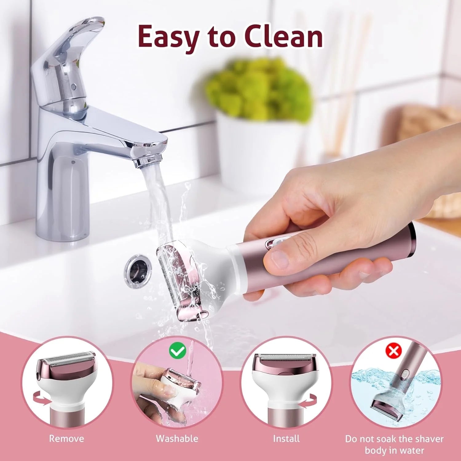 4 in 1 Electric Razor for Women Nose Hair Trimmer for Women Cordless Face Shaver Set Facial Hair Removal for Women Painless Body Hair Remover Lady Grooming Kit for Bikini, Eyebrow, Arm, Leg, Nose